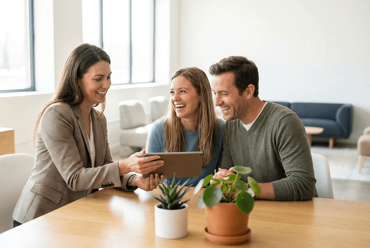 A PHAX agent reviewing coverage options with a couple